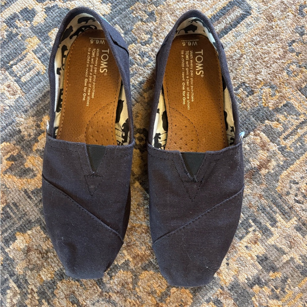 TOMS Black Canvas Slip-On Loafers